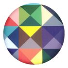 Puff Banqueta Classic Suede Estampa Triangulo Colorido