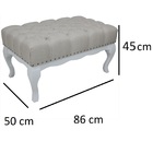 Puff Banqueta Clássica Entalhado Branco Brilho E Bege Luna