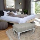 Puff Banqueta Clássica Entalhado Branco Brilho E Bege Luna