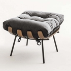 Puff Banqueta Costela Decorativa Sala De Estar Suede Cinza -