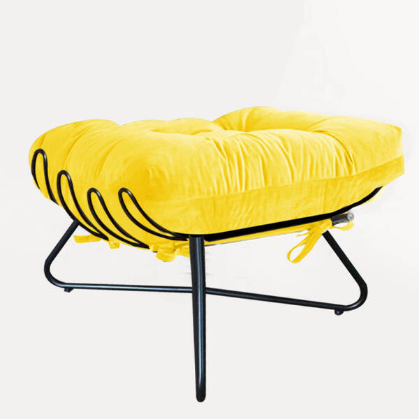 Puff Banqueta Costela Ferro Industrial X Pés Cruzados Sala Qu