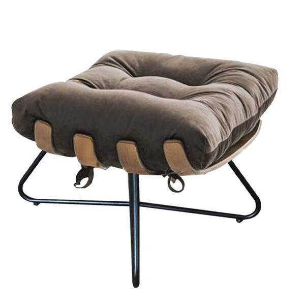 Puff Banqueta Costela Madeira X Pés Cruzados Sala Quarto Rece