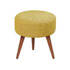 Puff Banqueta Crochê Madeira Maciça