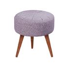 Puff Banqueta Crochê Madeira Maciça