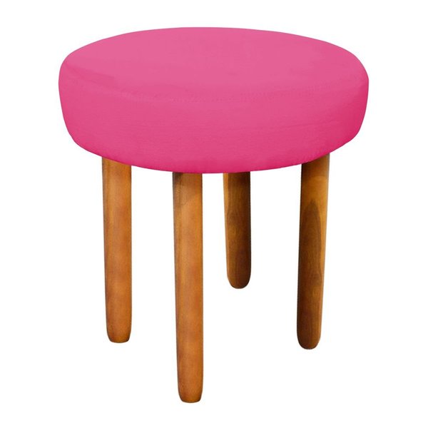 Puff Banqueta Dani Redondo Pés Palito Suede Rosa Barbie – D'r