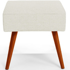 Puff Banqueta Decorativa Com Pés Palito Lívia W01 Linho Champ