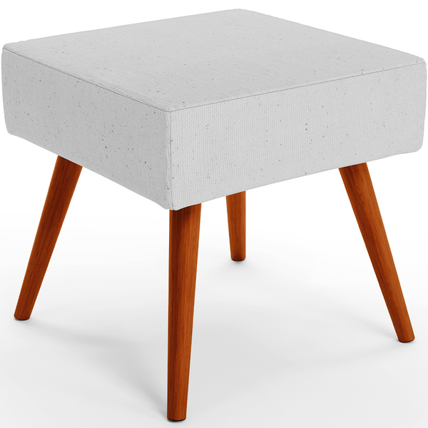 Puff Banqueta Decorativa Com Pés Palito Lívia W01 Linho Cinza