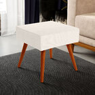 Puff Banqueta Decorativa Com Pés Palito Lívia W01 Linho Cru -