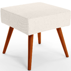 Puff Banqueta Decorativa Com Pés Palito Lívia W01 Linho Cru -