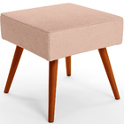 Puff Banqueta Decorativa Com Pés Palito Lívia W01 Linho Rosê