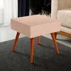 Puff Banqueta Decorativa Com Pés Palito Lívia W01 Linho Rosê