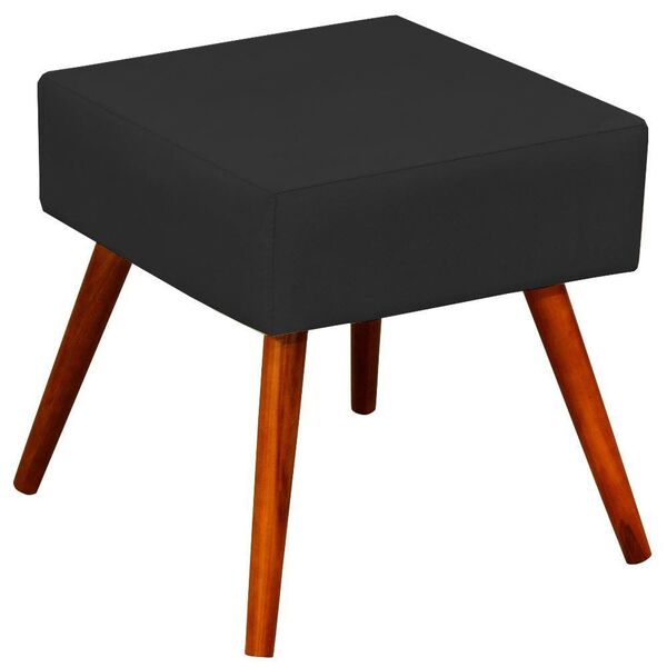 Puff Banqueta Decorativa Com Pés Palito Lívia W01 Suede Preto