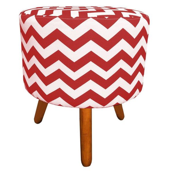 Puff Banqueta Decorativa Dora Redondo Estampado Zig Zag Verme
