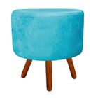 Puff Banqueta Decorativa Dora Redondo Suede Azul Turquesa - D