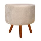 Puff Banqueta Decorativa Dora Redondo Suede Bege – D'rossi