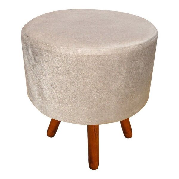 Puff Banqueta Decorativa Dora Redondo Suede Bege – D'rossi