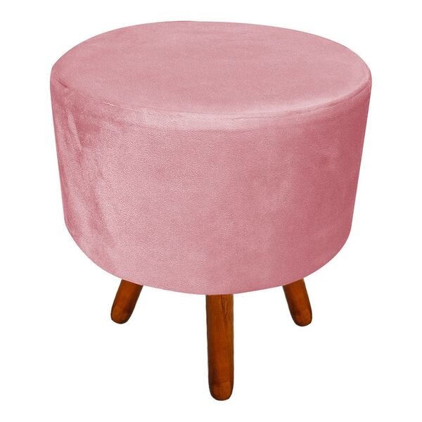 Puff Banqueta Decorativa Dora Redondo Suede Rose - D'rossi