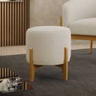 Puff Banqueta Decorativo Base Madeira Stella Bouclê Bege D03
