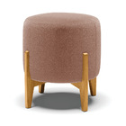 Puff Banqueta Decorativo Base Madeira Stella Bouclê Rosê D03