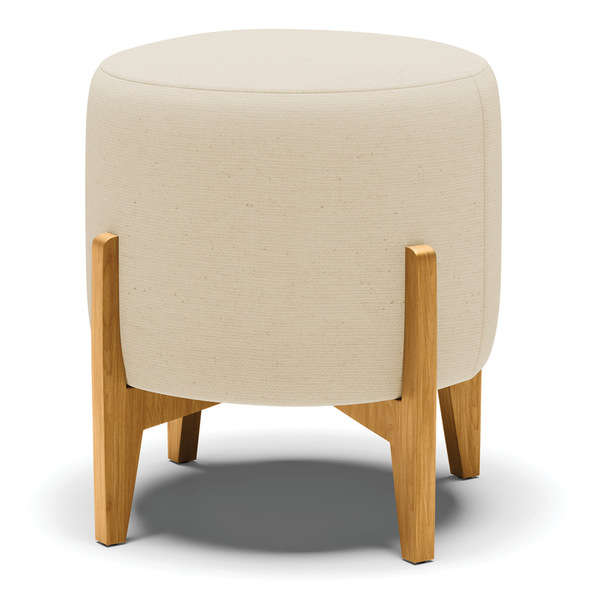 Puff Banqueta Decorativo Base Madeira Stella Linho Bege D03 -