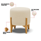 Puff Banqueta Decorativo Base Madeira Stella Linho Bege D03 -