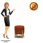 Puff Banqueta Decorativo Base Madeira Stella Sintético Pu Noz