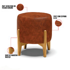 Puff Banqueta Decorativo Base Madeira Stella Sintético Pu Noz