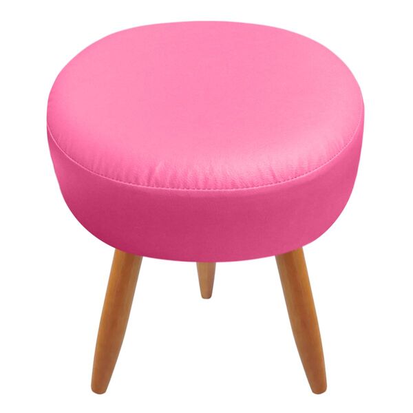 Puff Banqueta Decorativo Classic Redondo Corino Rosa Pink