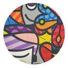 Puff Banqueta Decorativo Classic Redondo Estampa Romero