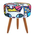 Puff Banqueta Decorativo Classic Redondo Estampa Romero