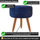Puff Banqueta Decorativo Classic Redondo Suede Azul Marinho