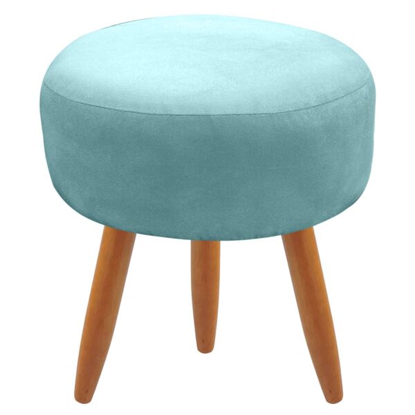 Puff Banqueta Decorativo Classic Redondo Suede Azul Tiffany