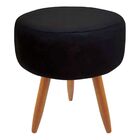 Puff Banqueta Decorativo Classic Redondo Suede Preto