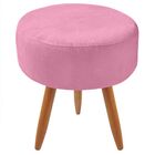 Puff Banqueta Decorativo Classic Redondo Suede Rosa