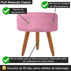 Puff Banqueta Decorativo Classic Redondo Suede Rosa