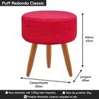 Puff Banqueta Decorativo Classic Redondo Suede Vermelho