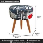 Puff Banqueta Decorativo Classic Suede Estampa Branco Preto