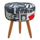 Puff Banqueta Decorativo Classic Suede Estampa Branco Preto