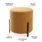 Puff Banqueta Decorativo Denver Redondo Tecido Veludo Mostard