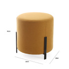 Puff Banqueta Decorativo Denver Redondo Tecido Veludo Mostard