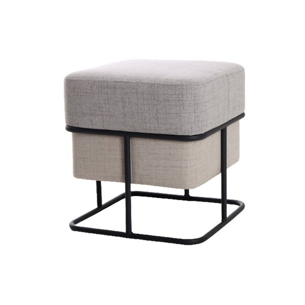 Puff Banqueta Decorativo Dubai Quadrado 42x42cm Tecido Linho