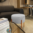 Puff Banqueta Decorativo Industrial Cobre Iron Suede - Cinza