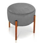 Puff Banqueta Decorativo Industrial Cobre Iron Suede - Grafite