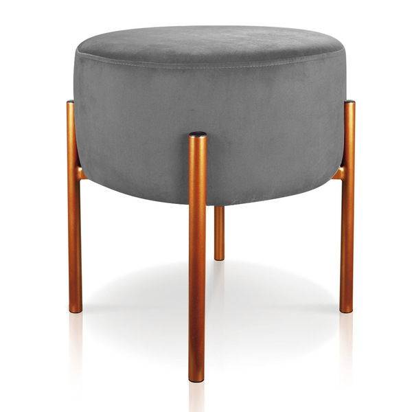Puff Banqueta Decorativo Industrial Cobre Iron Suede - Grafite