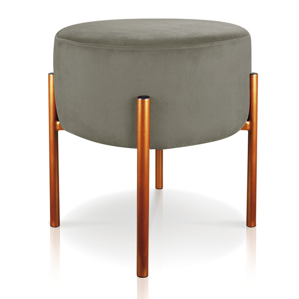 Puff Banqueta Decorativo Industrial Cobre Iron Suede - Marrom