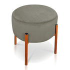 Puff Banqueta Decorativo Industrial Cobre Iron Suede Marrom R