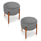 Puff Banqueta Decorativo Industrial Cobre Kit 2 Iron Suede D0