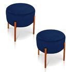 Puff Banqueta Decorativo Industrial Cobre Kit 2 Iron Suede D0