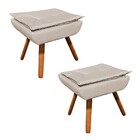 Puff Banqueta Decorativo Pé Palito Kit 2 Opala Corino - Bege