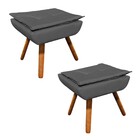 Puff Banqueta Decorativo Pé Palito Kit 2 Opala Corino - Grafi